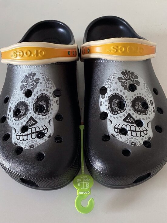Crocs‎ Day Of The Dead Classic Clogs Skull 212109-0C4 Dia De Muertos Men’s Sz 13